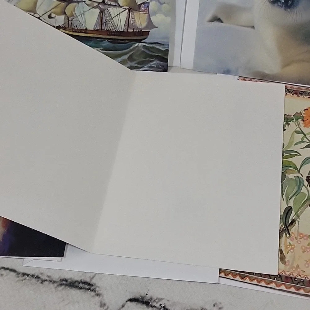 Greeting Cards Notecards Blank Inside Lot Of 5 Animals Flowers‎ Sailboat